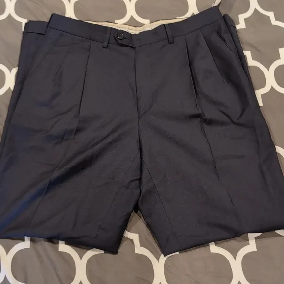 Santorelli Slacks Men’s 33x28 Blue 100% Wool Dress Pants Made In ITALY EUC - Picture 2 of 7